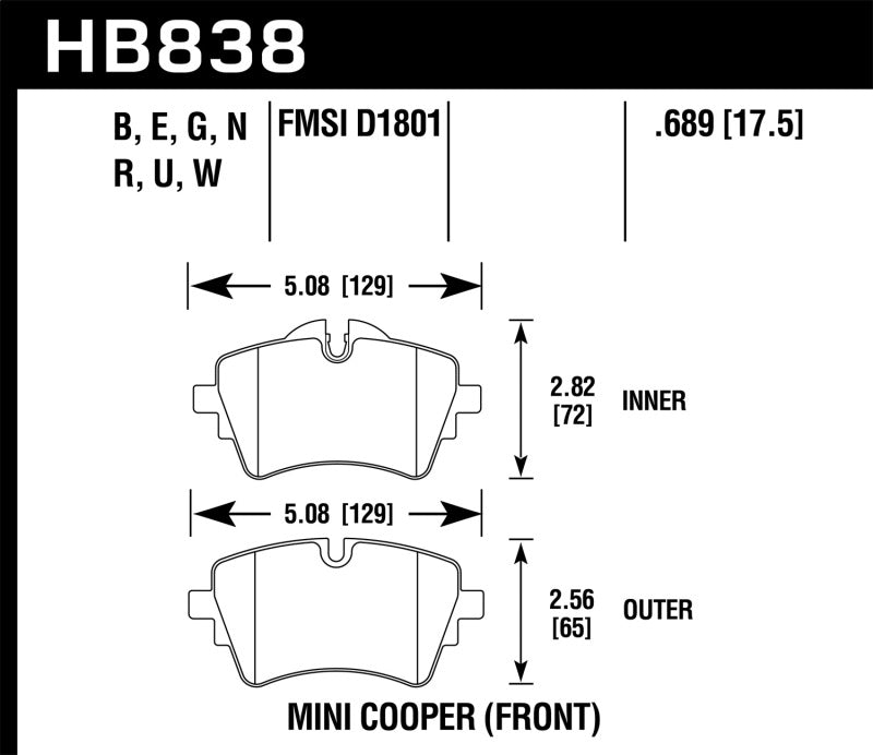 Hawk 17-19 Mini Cooper Clubman 1,5 L DTC-30 Plaquettes de frein avant