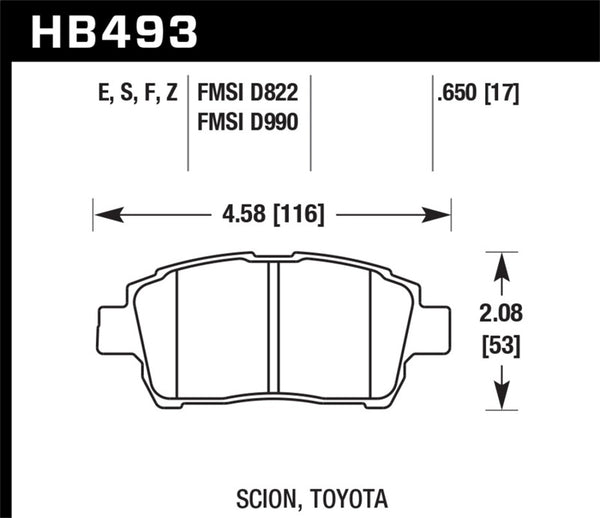 Hawk HB493E.650 04-07 xA/xB D990 Blue 9012 Race Front Brake Pads