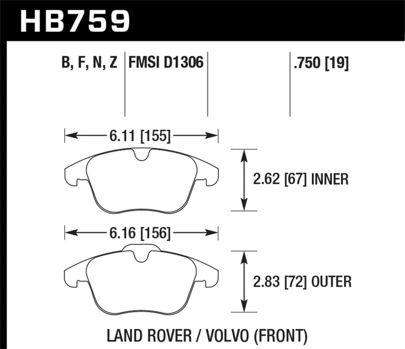 Hawk 11-16 Volvo S60 / 07-16 Volvo S80 (avec disques 300 mm) HPS Street Plaquettes de frein avant