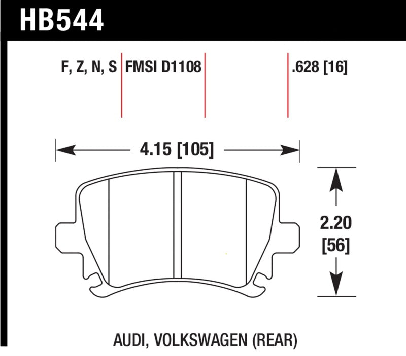 Plaquettes de frein arrière Hawk Audi A3 / A4 / A6 Quattro HPS