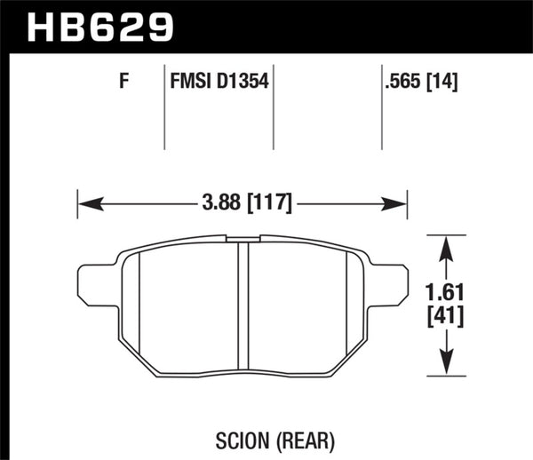 Hawk 08-11 Scion xB / 09-10 Toyota Corolla / 09-10 Matrix / 10 Prius HPS Street Plaquettes de frein arrière