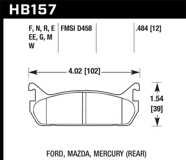 Hawk 91-96 Ford Escort / 90-93 Mazda Miata / 90-94 Protege / 91-96 Mer Tr DTC-30 Race Plaquette de frein arrière