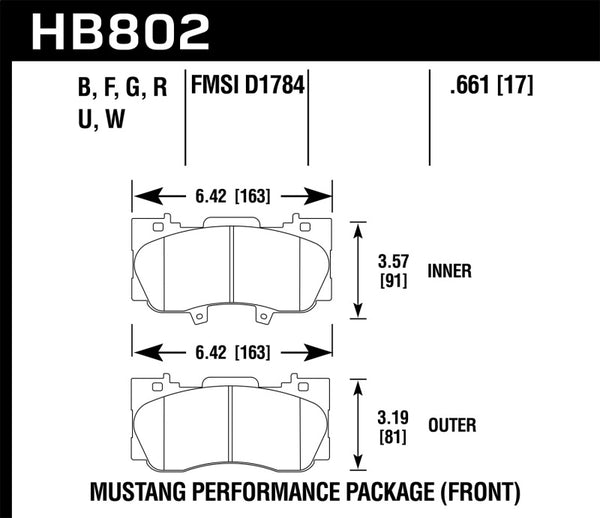 Hawk HB802F.661 15-17 Ford Mustang Performance Pkg (NON GT) HPS Front Brake Pads