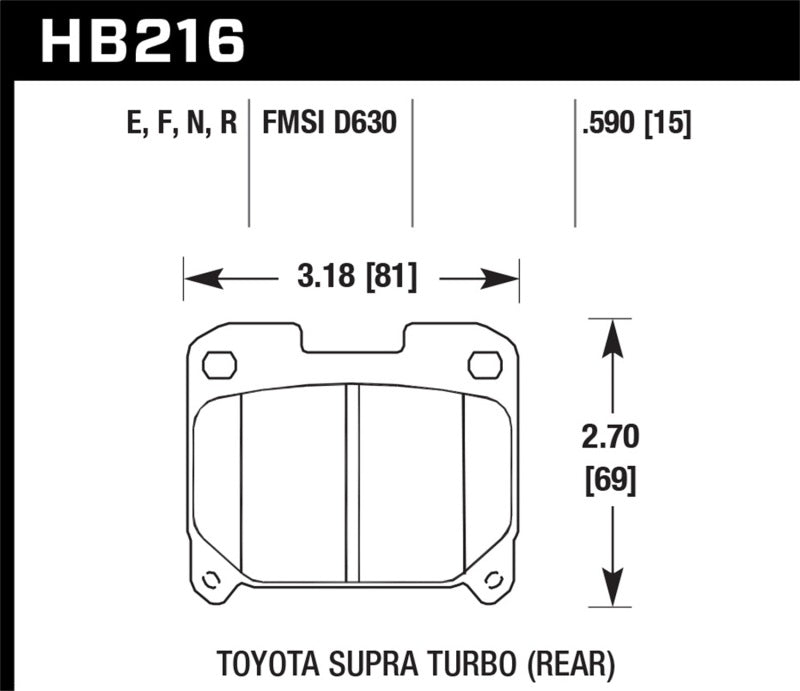 Hawk 93-98 Toyota Supra TT HPS 5.0 Street Plaquettes de frein arrière