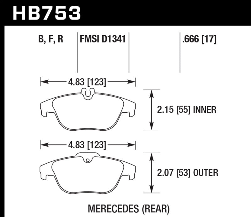 Hawk 08-14 Mercedes-Benz C300 / 10-15 Mercedes-Benz GLK350 HPS Street Plaquettes de frein arrière