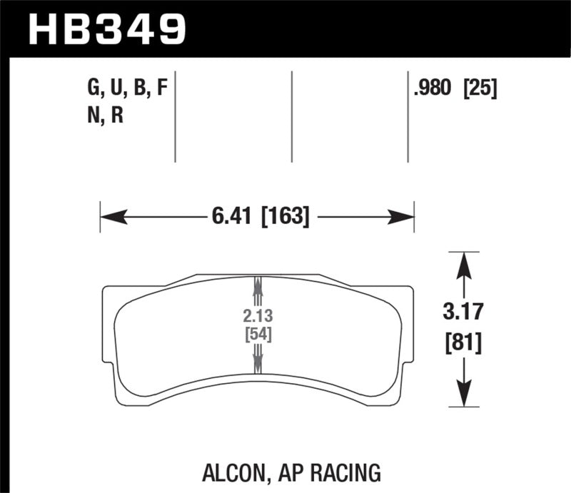 Hawk HB349N.980 HP Plus AP Racing/Alcon 25mm Brake Pads