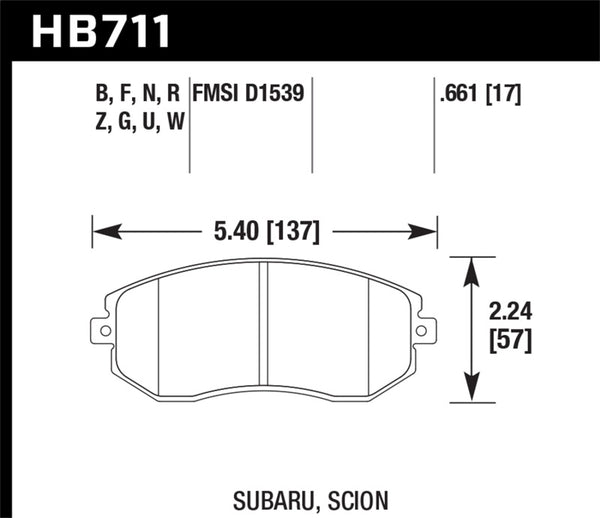 Hawk DTC-80 13 Subaru BRZ/13 Legacy 2.5i/13 Scion FR-S Plaquettes de frein avant course