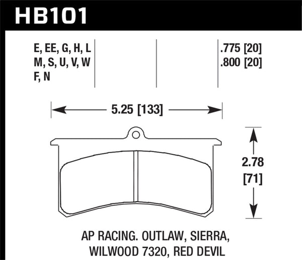 Hawk HB101N.800 HP+ Street Brake Pads