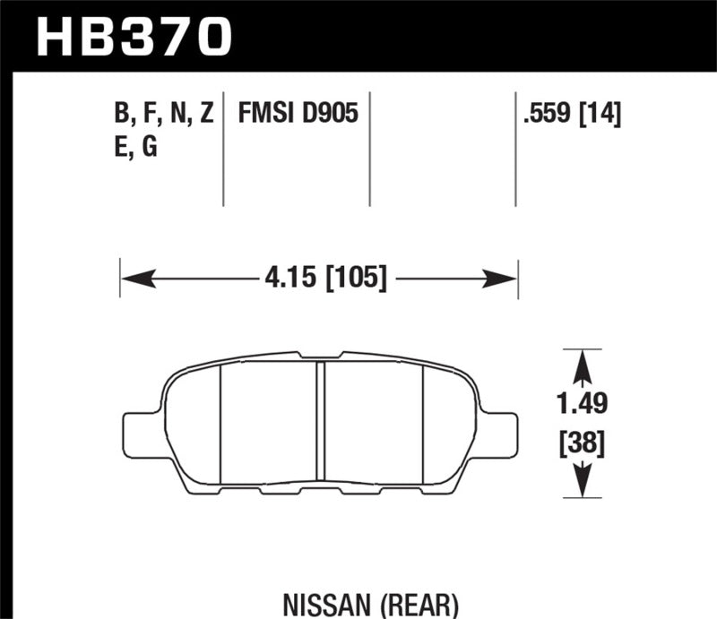 Hawk Plaquettes de frein arrière Infiniti EX35 HPS 5.0 2010-2013