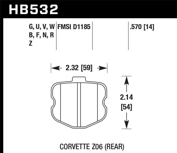 Hawk 10-12 Chevy Corvette Grand Sport / 06-12 Corvette Z06 Plaquettes de frein arrière DTC-60 Race