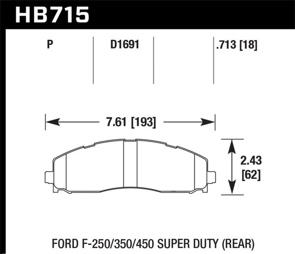 Hawk Plaquettes de frein arrière Super Duty Ford F-250/350/450 2015