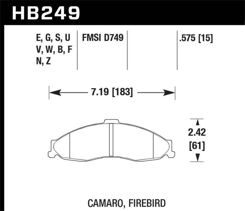 Hawk 98-02 Camaro/Firebird HP+ Street Plaquettes de frein avant