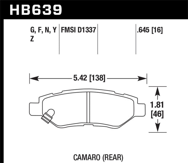 Plaquettes de frein arrière Hawk Camaro V6 HP+ Street