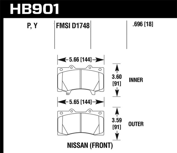 Plaquettes de frein arrière Hawk 11-13 Infiniti QX56 / 14-17 Infiniti QX80 Super Duty Street