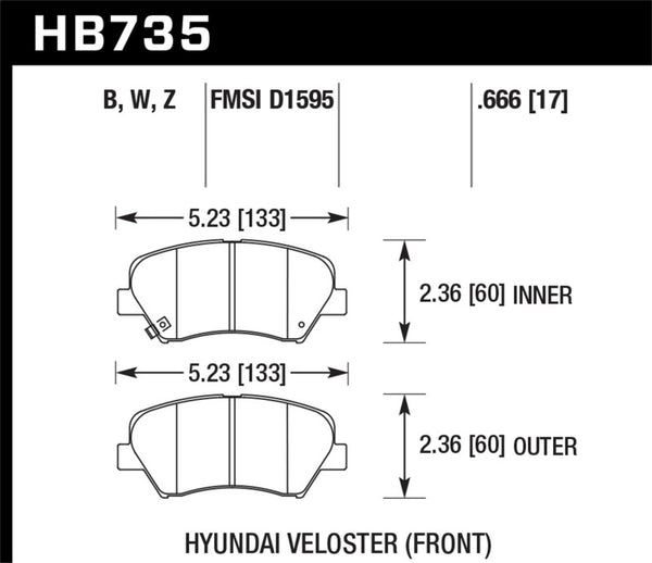 Plaquettes de frein avant Hawk 12-15 Hyundai Veloster / 13-15 Hyundai Elantra DTC-30 Race