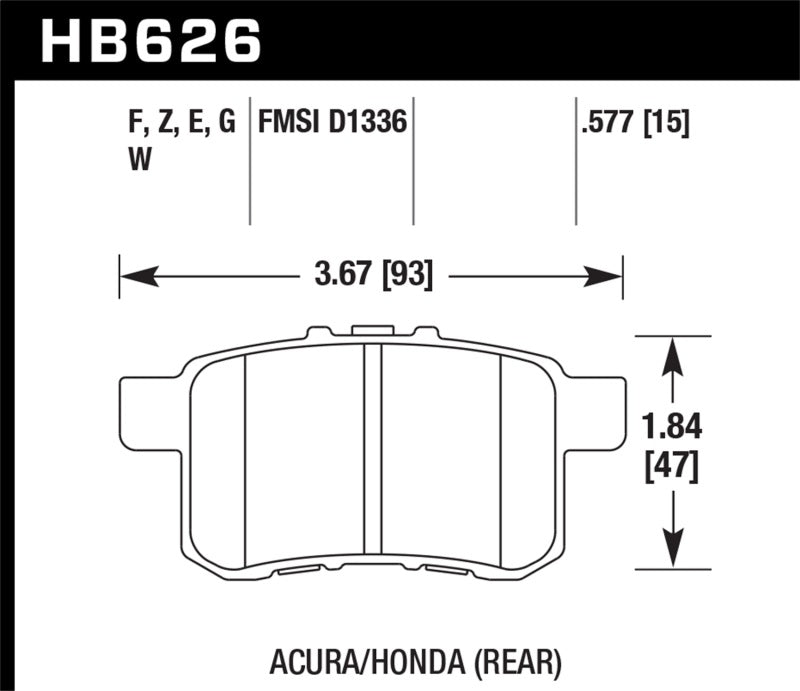 Plaquettes de frein arrière Hawk Acura / Honda DTC-30 Race