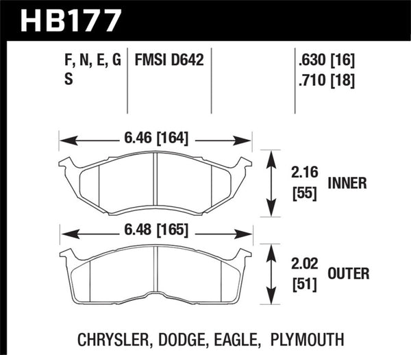 Hawk HB177F.630 95-97 Dodge Neon HPS Street Front Brake Pads