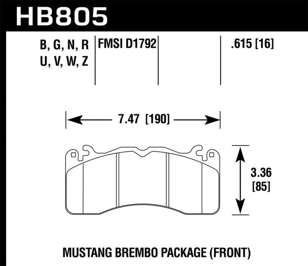 Hawk 15-17 Ford Mustang Brembo Package DTC-50 Plaquettes de frein avant