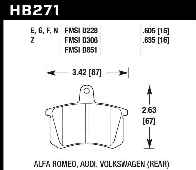 Hawk HB271N.635 HP+ Street Brake Pads