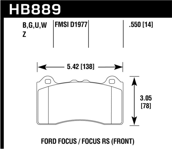 Plaquettes de frein avant Hawk 2017 Ford Focus DTC-30 Race