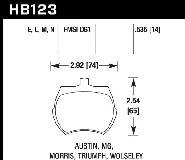 Plaquettes de frein Hawk 66-79 MG Midget / 75-80 Triumph TR7 noires avant course