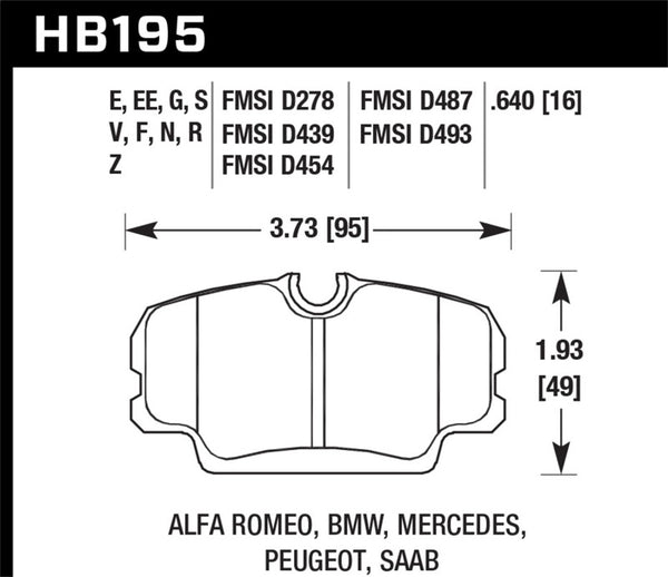 Hawk 84-4/91 BMW 325 (E30) HT-10 HPS Plaquettes de Frein Avant Rue