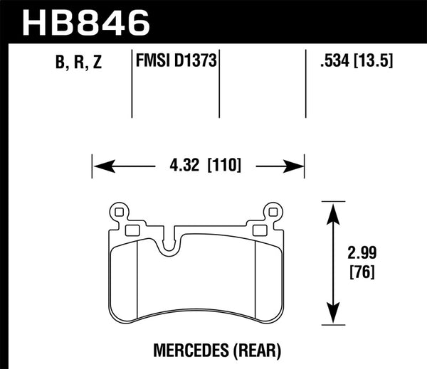 Hawk 08-13 Mercedes Classe C HPS 5.0 Plaquettes de frein arrière