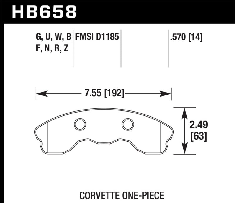 Hawk DTC-80 10-11 Chevy Corvette Grand Sport / 06-08 Corvette Z06 (1 pièce) Plaquettes de frein de course avant