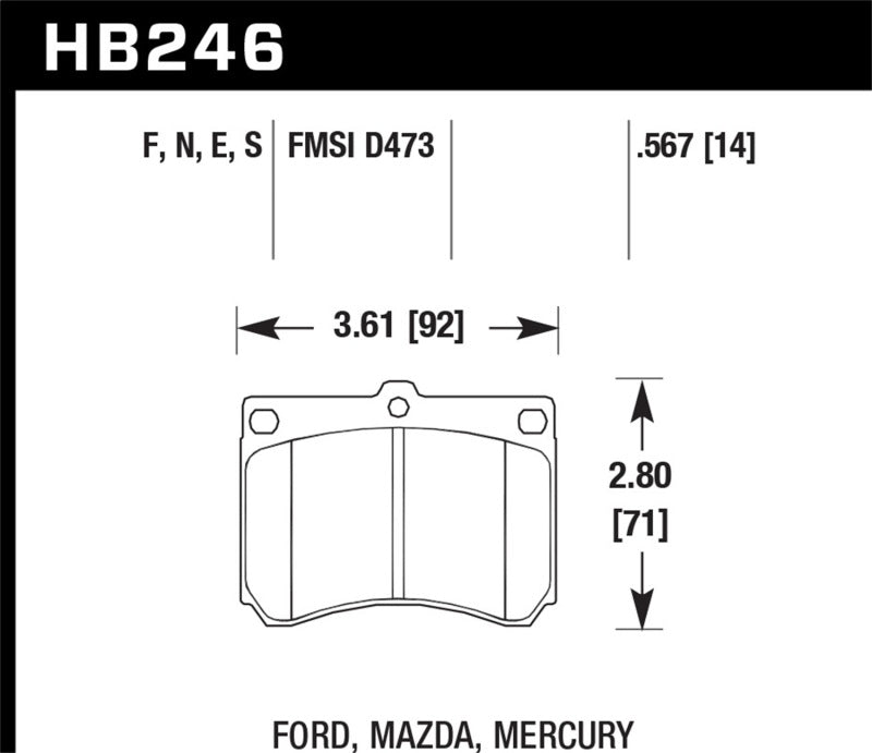 Hawk HB246E.567 14mm Blue 9012 Race Brake Pads