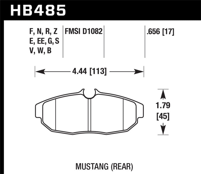 Hawk 2011-2012 Ford Mustang 5.0L Perf. 5.0 (avec freins Brembo) Haute performance. Plaquettes de frein arrière Street 5.0