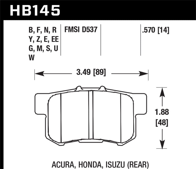 Plaquettes de frein arrière Hawk Acura / Honda / Suzuki DTC-30 Race