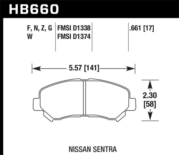 Hawk 09-14/16-18 Nissan Maxima HPS 5.0 Plaquettes de frein avant