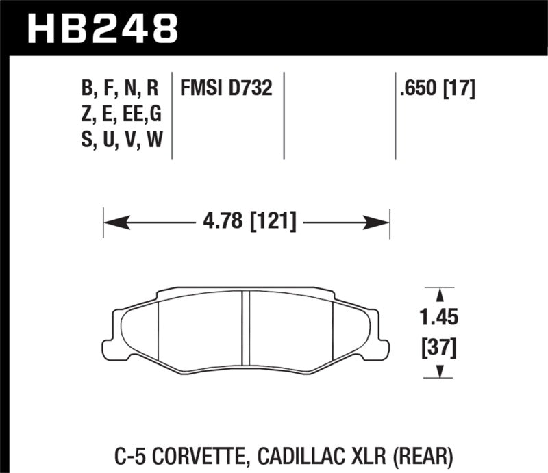 Hawk 97-06 Corvette (incl C5 Z06) HPS Street Plaquettes de frein arrière