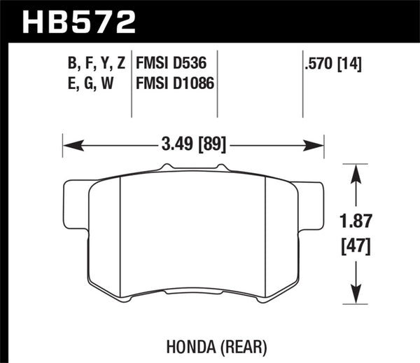 Hawk 2001-2003 Acura CL Type-S HPS 5.0 Plaquettes de frein arrière