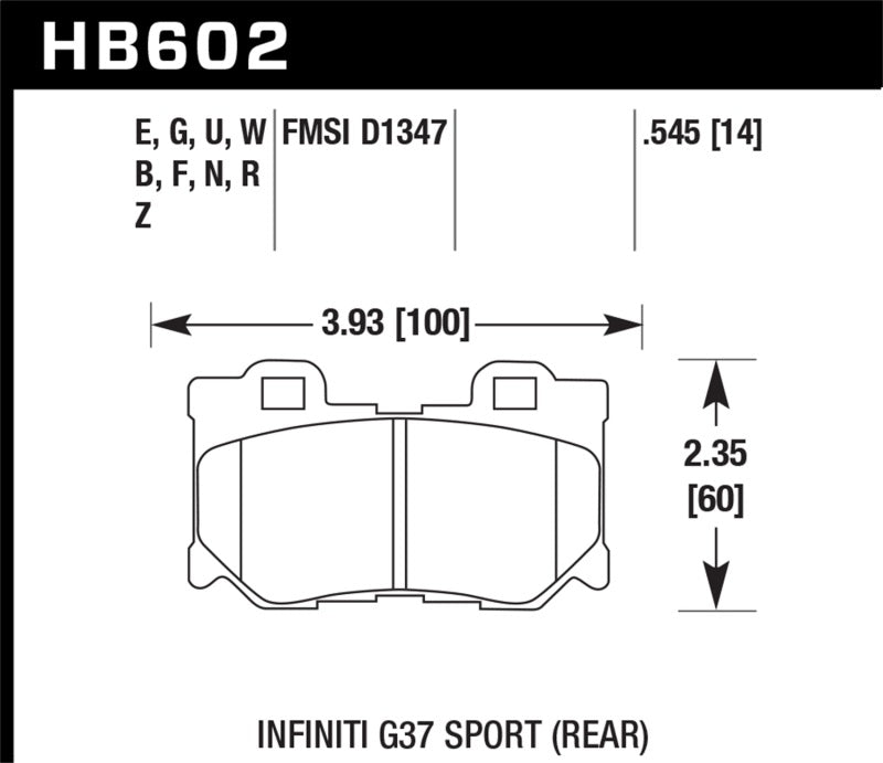 Plaquettes de frein arrière Hawk Infiniti G37 Sport HPS Street