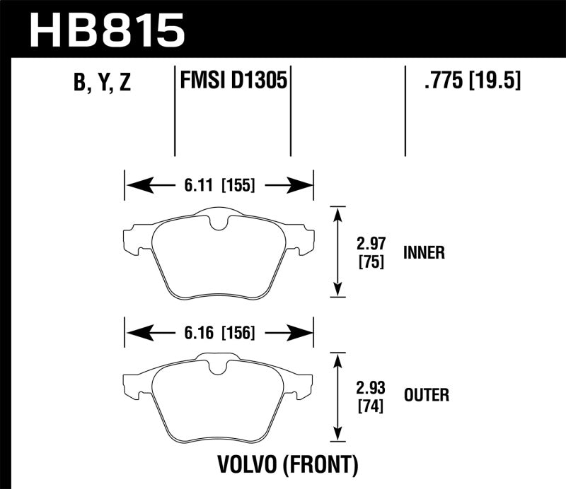 Hawk 07-16 Volvo S80 HPS 5.0 Plaquettes de frein avant