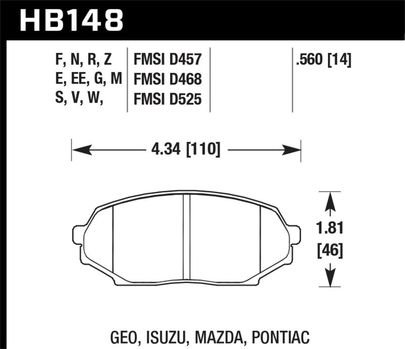 Hawk 89-93 Miata Bleu 9012 Race Plaquettes de frein avant D525