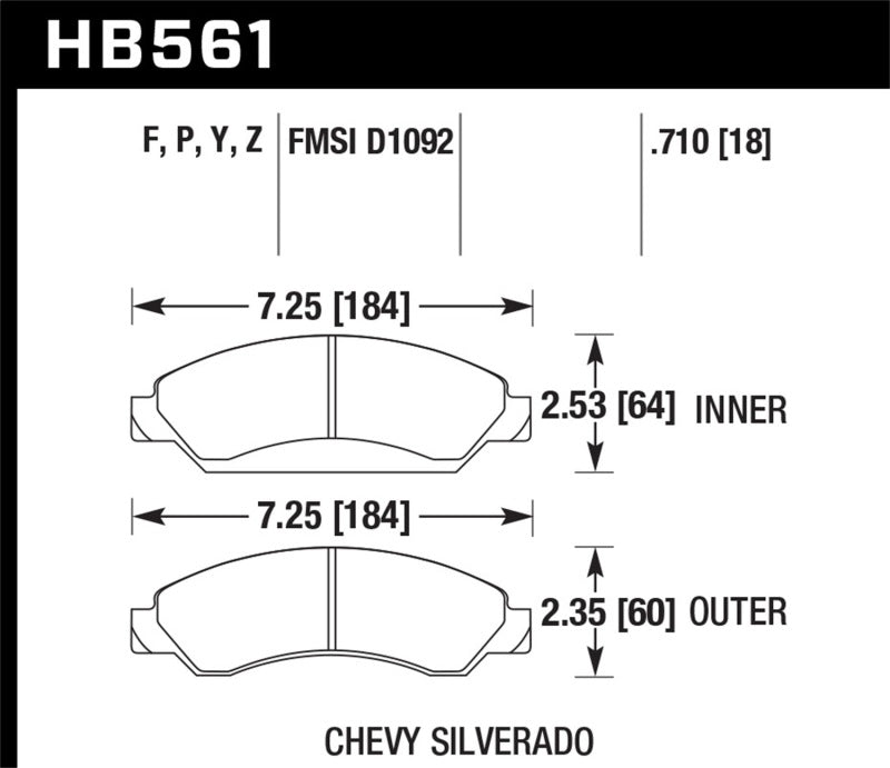 Plaquettes de frein avant Hawk 07 Chevy Tahoe / 07 GMC Yukon HPS 5.0