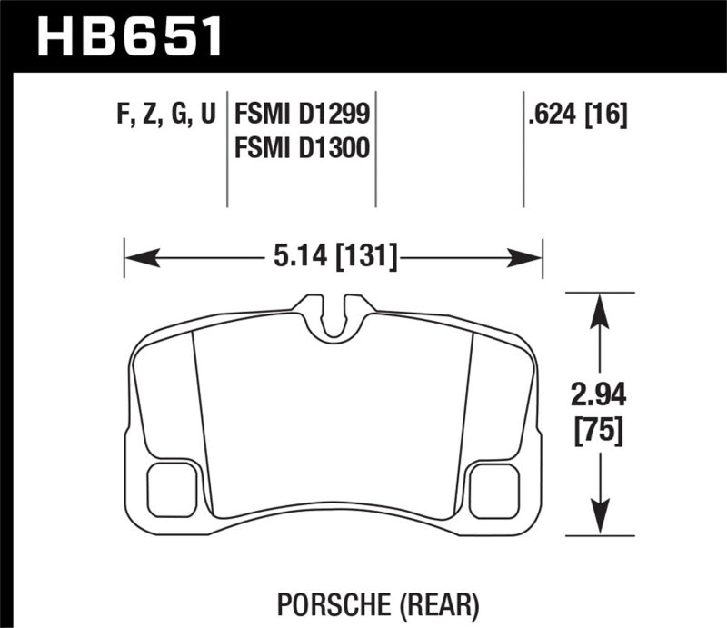 Hawk HB651F.624 07-08 Porsche 911 Turbo/911 GT3/911 GT3 CUP Rear HPS Street Brake Pads