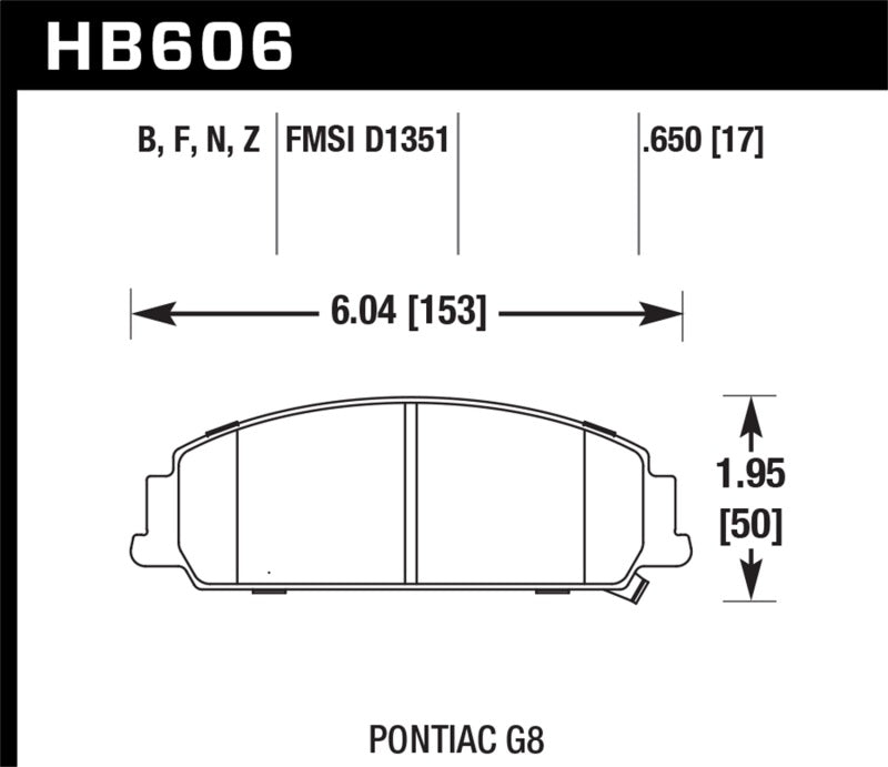 Hawk 08-09 Pontiac G8 3.6 Base/6.0 HPS Plaquettes de frein avant rue