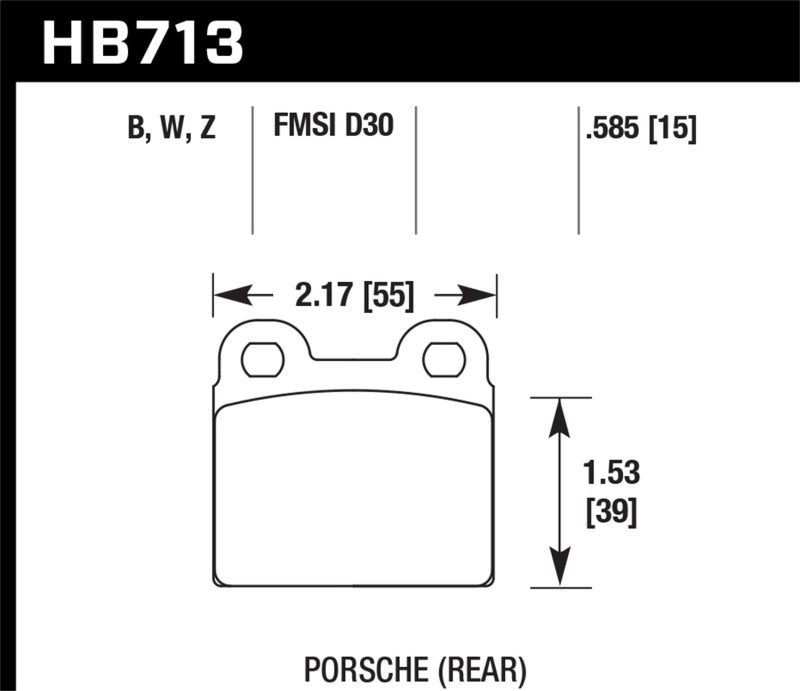 Hawk HB713B.585 65-69 Porsche 911/912 HPS 5.0 Street Rear Brake Pads