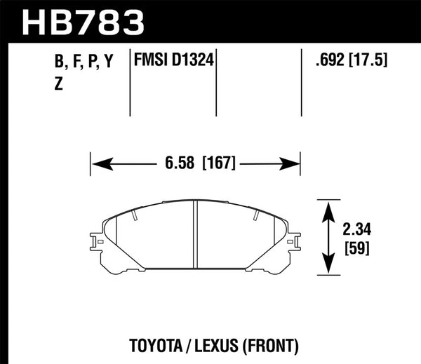 Plaquettes de frein avant Hawk 08-16 Toyota Highlander / 11-17 Toyota Sienna Super Duty