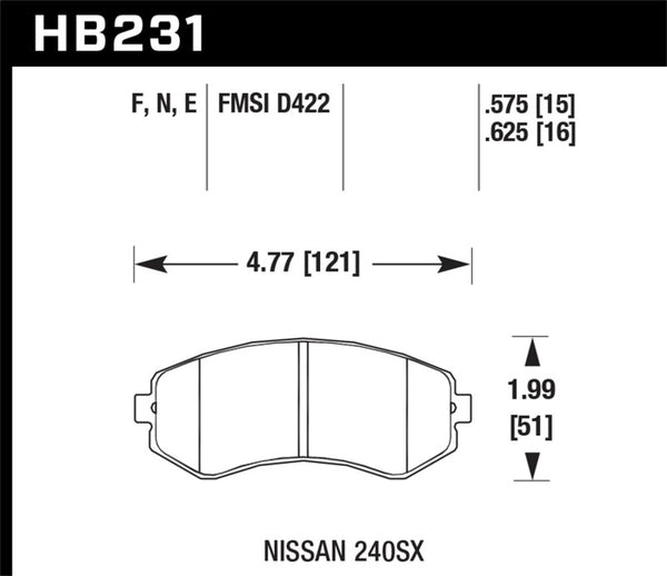 Hawk 89-93 240SX LE & SE (non ABS) & Base / 94-96 240SX SE & Base HPS Street Plaquettes de frein avant