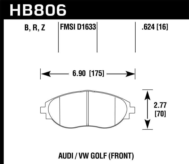 Hawk HB806B.624 16-17 Audi A6 HPS 5.0 Front Brake Pads