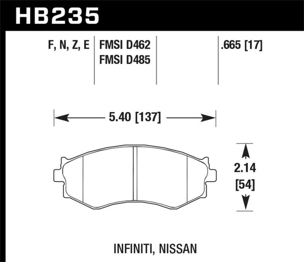 Hawk HB235N.665 91-96 Infiniti G20/ Nissan 240SX/ Sentra HP+ Street Front Brake Pads