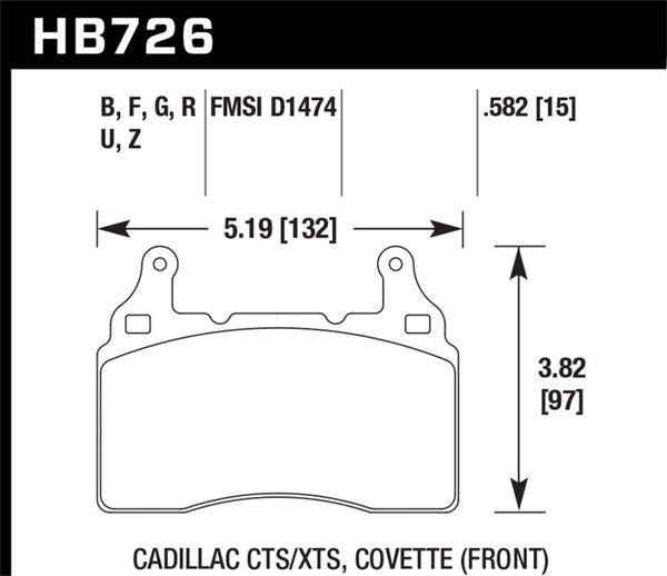 Hawk HB726F.582 2010-2015 Chevy Camaro SS HPS Street Front Brake Pads