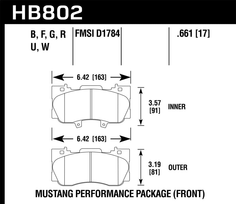 Plaquettes de frein avant Hawk 15-17 Ford Mustang Performance Pkg (NON GT) HPS