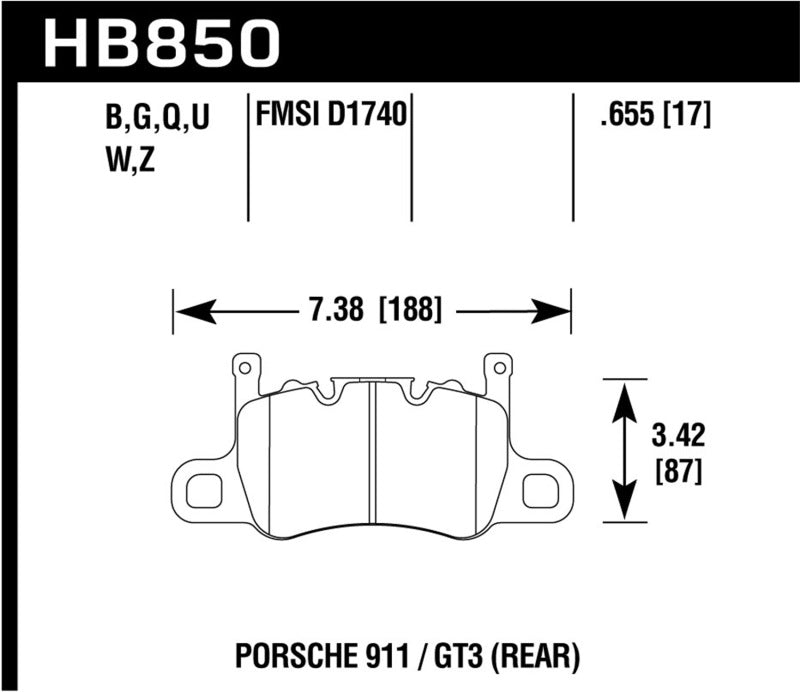 Plaquettes de frein arrière Hawk DTC-80 14-19 Porsche 911