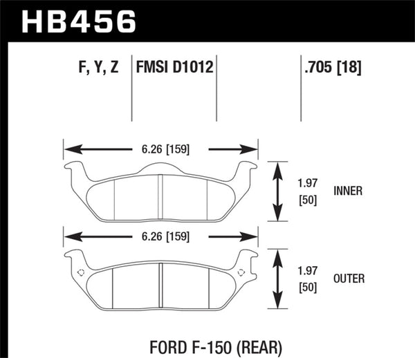 Hawk 04-11 Ford F-150 / 06-08 Lincoln Mark LT Plaquettes de frein arrière HPS Street