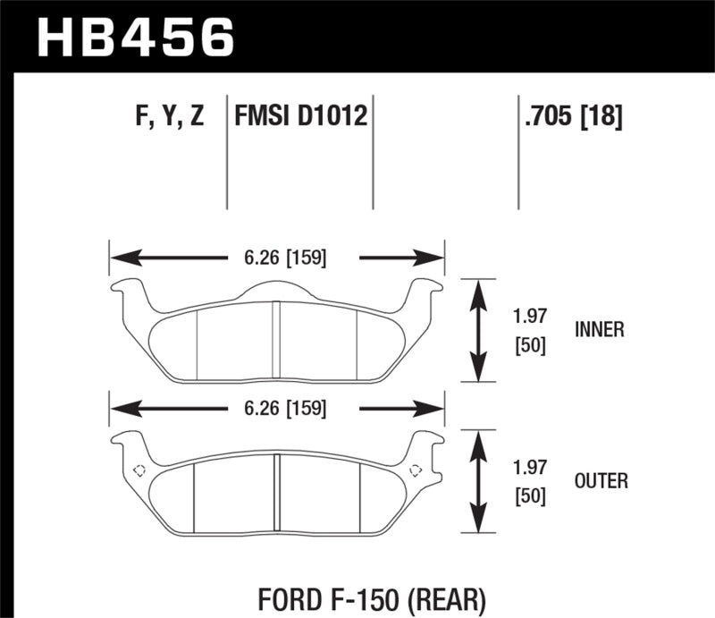 Hawk 04-11 Ford F-150 / 06-08 Lincoln Mark LT Plaquettes de frein arrière HPS Street